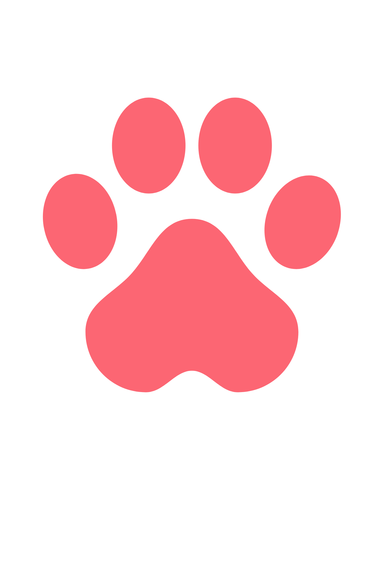3 Aufhängepunkte, die von rosafarbenen, herzförmigen Hundepfotenspur gebildet sind
